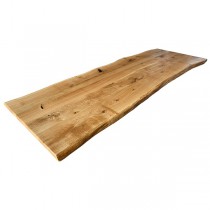 Eiche, Tischplatte, verleimt, astig, rustikal, 200x100x4,5 cm, beidseitig Baumkante, geölt